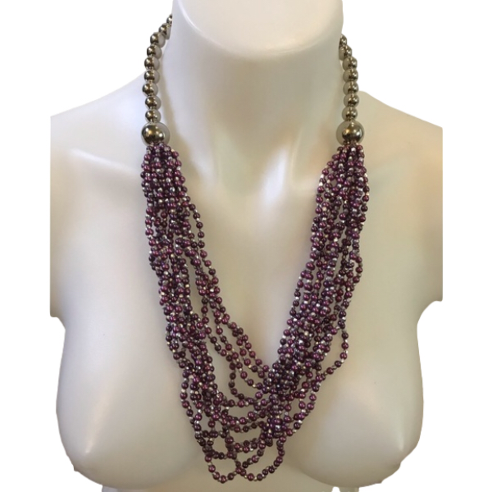 Gorgeous Sparkly Purple/Silver Beaded Necklace